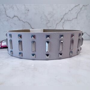 Vince Camuto White Studded Wide Waist Belt L/XL NWT Statement